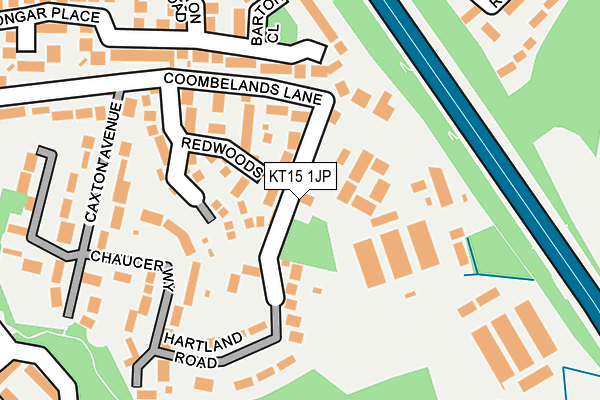 KT15 1JP map - OS OpenMap – Local (Ordnance Survey)