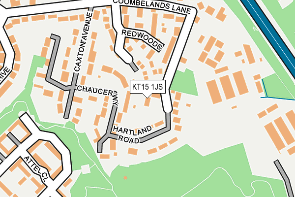 KT15 1JS map - OS OpenMap – Local (Ordnance Survey)
