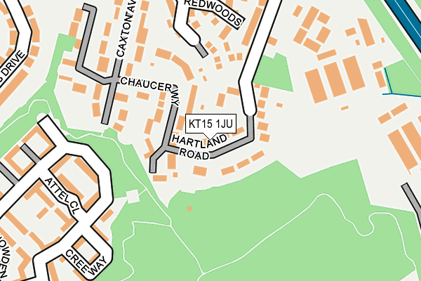 KT15 1JU map - OS OpenMap – Local (Ordnance Survey)