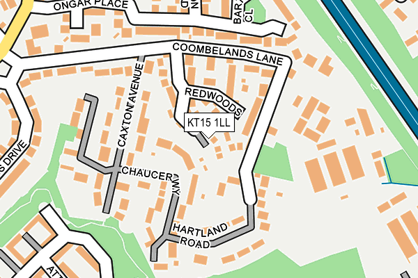KT15 1LL map - OS OpenMap – Local (Ordnance Survey)