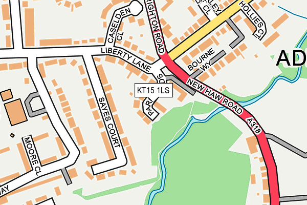 KT15 1LS map - OS OpenMap – Local (Ordnance Survey)