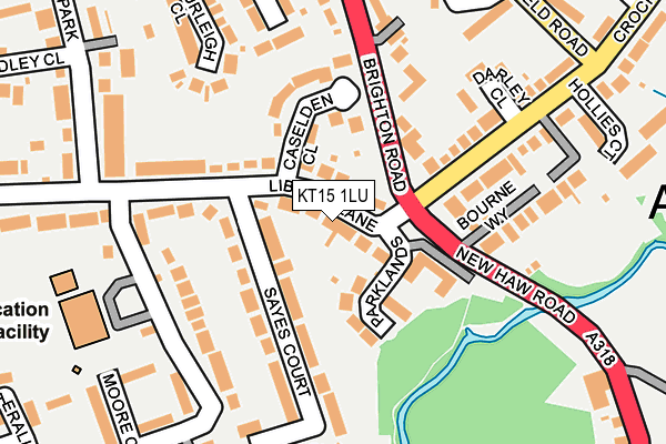 KT15 1LU map - OS OpenMap – Local (Ordnance Survey)