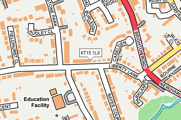 KT15 1LX map - OS OpenMap – Local (Ordnance Survey)