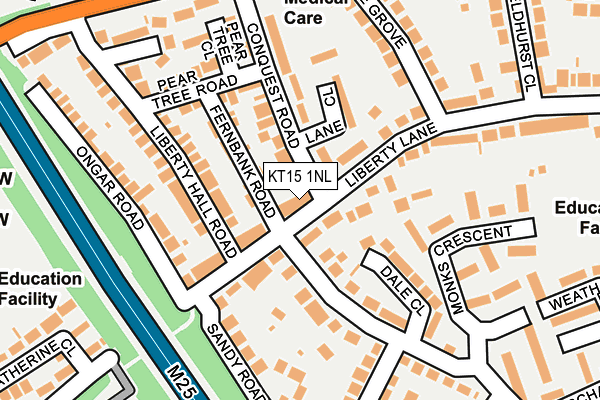 KT15 1NL map - OS OpenMap – Local (Ordnance Survey)