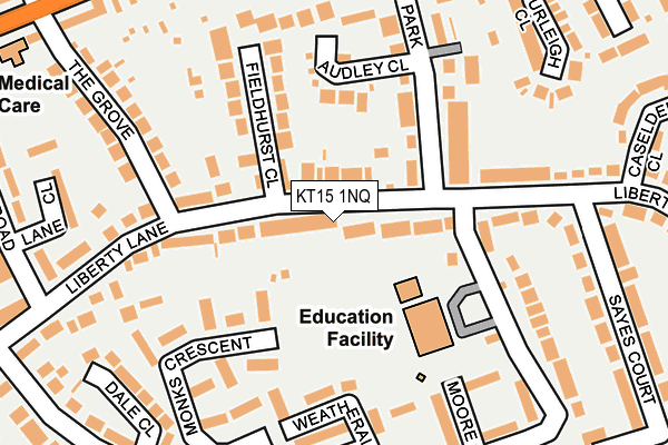 KT15 1NQ map - OS OpenMap – Local (Ordnance Survey)