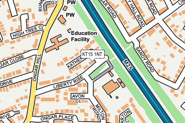 KT15 1NT map - OS OpenMap – Local (Ordnance Survey)