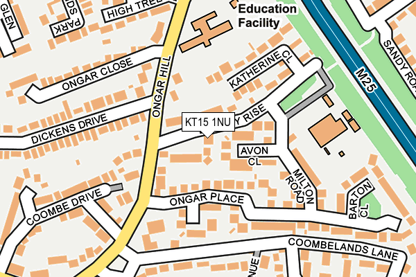 KT15 1NU map - OS OpenMap – Local (Ordnance Survey)