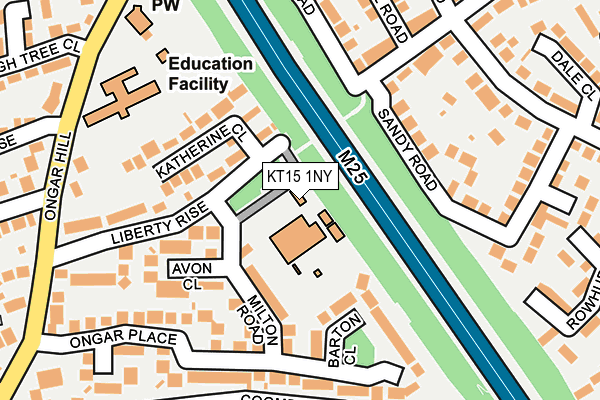 KT15 1NY map - OS OpenMap – Local (Ordnance Survey)