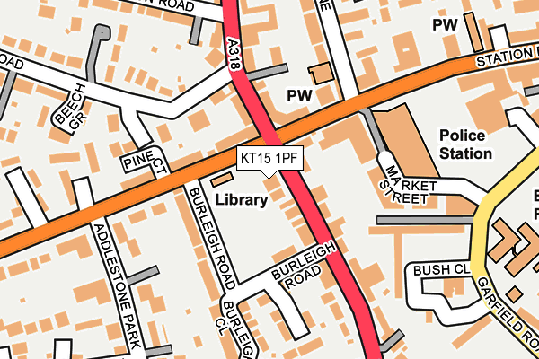 KT15 1PF map - OS OpenMap – Local (Ordnance Survey)