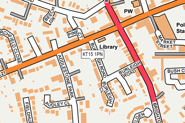 KT15 1PN map - OS OpenMap – Local (Ordnance Survey)