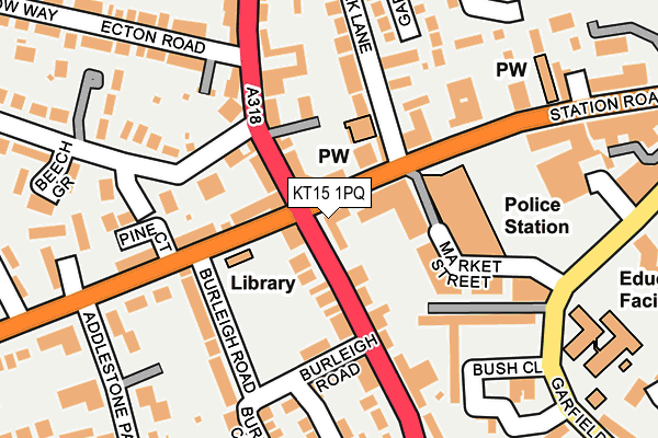 KT15 1PQ map - OS OpenMap – Local (Ordnance Survey)