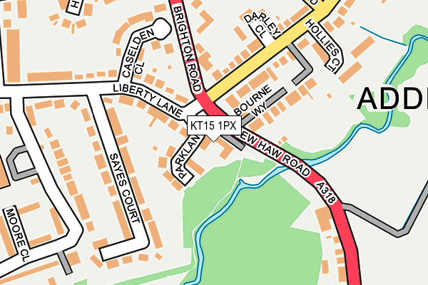 KT15 1PX map - OS OpenMap – Local (Ordnance Survey)