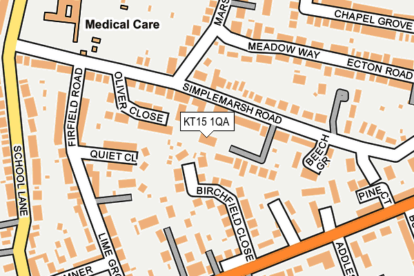 KT15 1QA map - OS OpenMap – Local (Ordnance Survey)
