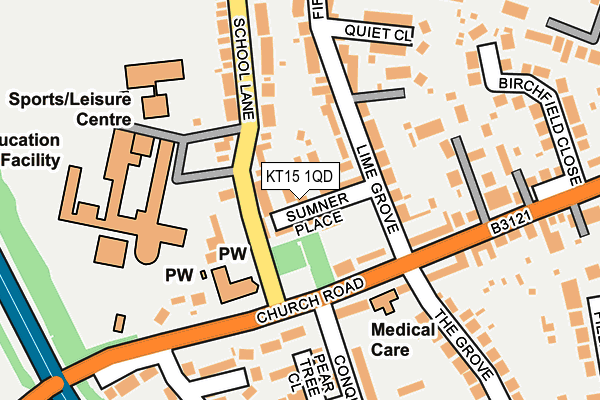 KT15 1QD map - OS OpenMap – Local (Ordnance Survey)