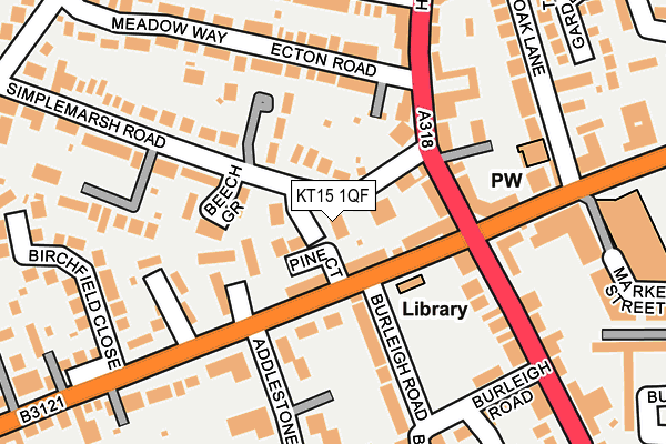KT15 1QF map - OS OpenMap – Local (Ordnance Survey)