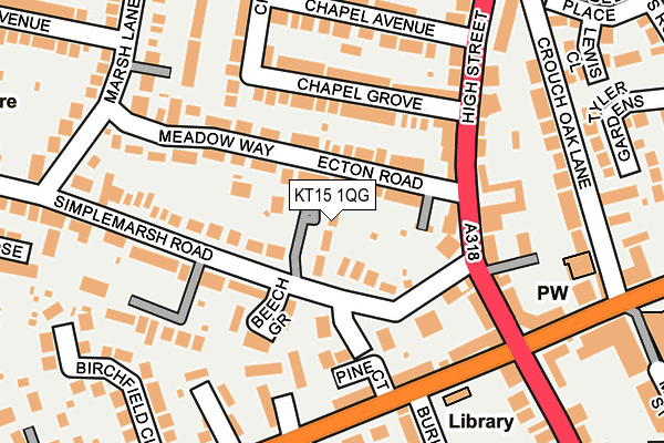 KT15 1QG map - OS OpenMap – Local (Ordnance Survey)