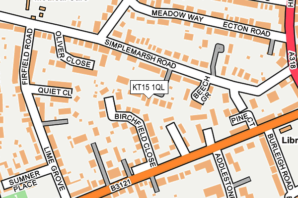KT15 1QL map - OS OpenMap – Local (Ordnance Survey)