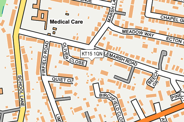 KT15 1QN map - OS OpenMap – Local (Ordnance Survey)
