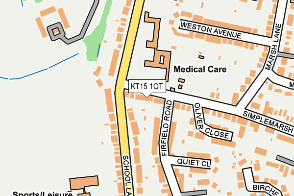 KT15 1QT map - OS OpenMap – Local (Ordnance Survey)