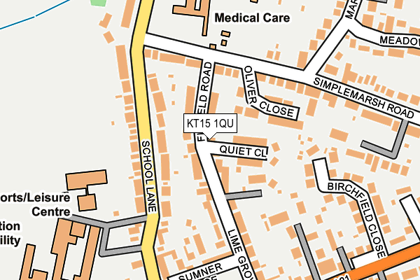 KT15 1QU map - OS OpenMap – Local (Ordnance Survey)