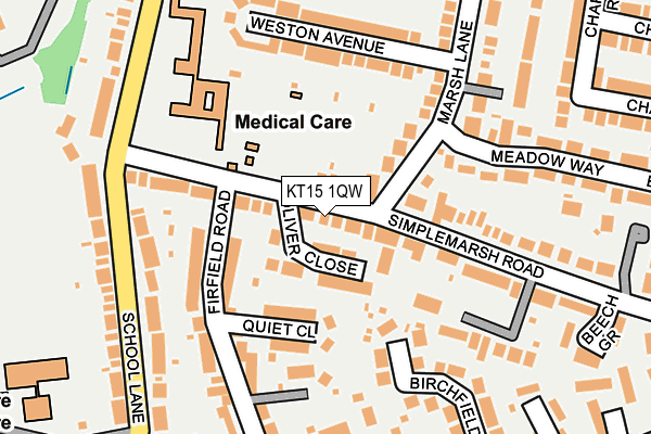 KT15 1QW map - OS OpenMap – Local (Ordnance Survey)