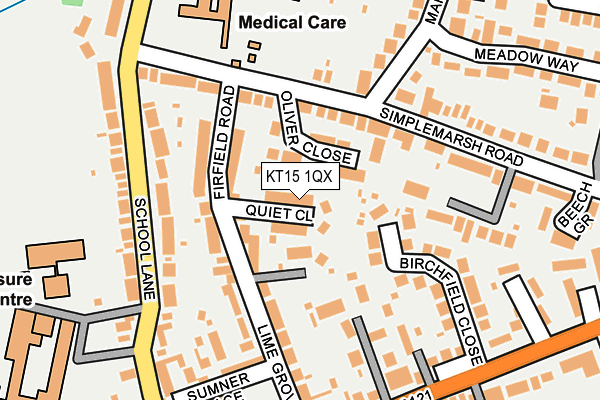 KT15 1QX map - OS OpenMap – Local (Ordnance Survey)