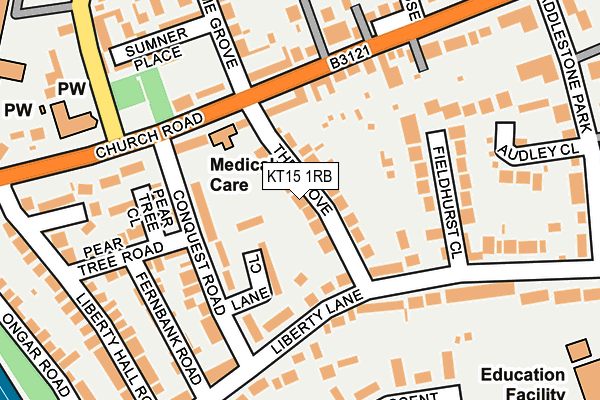 KT15 1RB map - OS OpenMap – Local (Ordnance Survey)