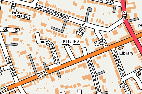 KT15 1RD map - OS OpenMap – Local (Ordnance Survey)