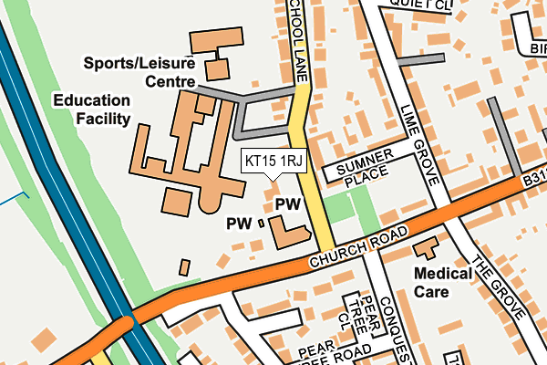 KT15 1RJ map - OS OpenMap – Local (Ordnance Survey)