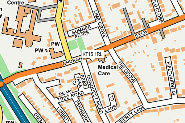 KT15 1RL map - OS OpenMap – Local (Ordnance Survey)