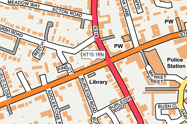 KT15 1RN map - OS OpenMap – Local (Ordnance Survey)