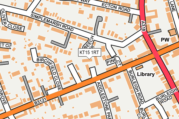 KT15 1RT map - OS OpenMap – Local (Ordnance Survey)