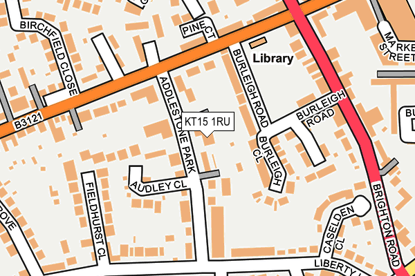 KT15 1RU map - OS OpenMap – Local (Ordnance Survey)