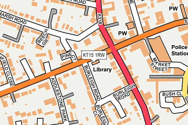 KT15 1RW map - OS OpenMap – Local (Ordnance Survey)