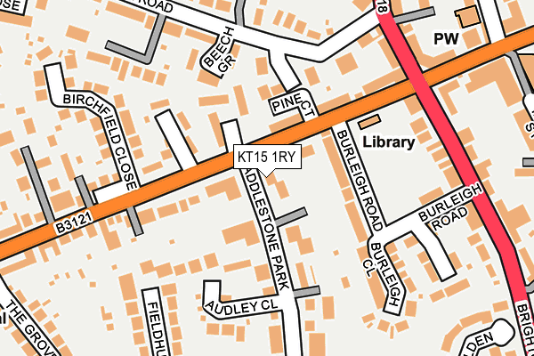 KT15 1RY map - OS OpenMap – Local (Ordnance Survey)