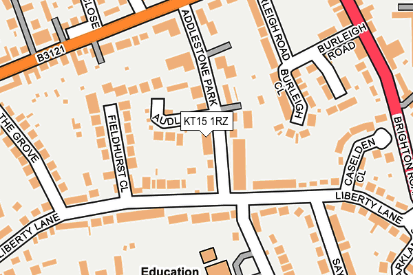 KT15 1RZ map - OS OpenMap – Local (Ordnance Survey)