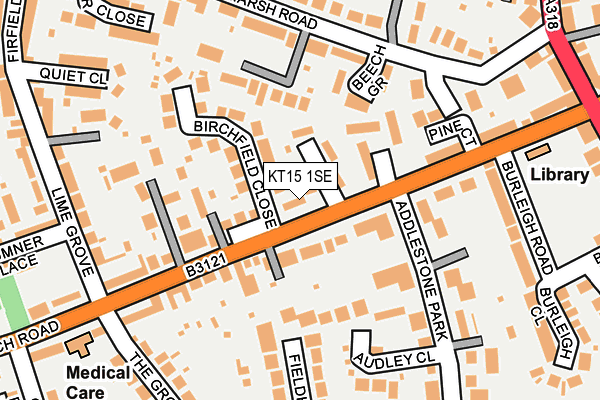 KT15 1SE map - OS OpenMap – Local (Ordnance Survey)