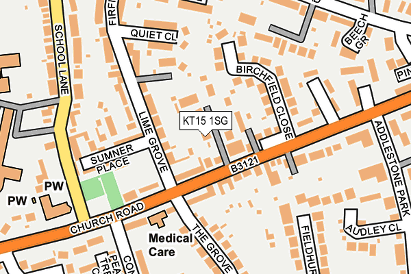 KT15 1SG map - OS OpenMap – Local (Ordnance Survey)