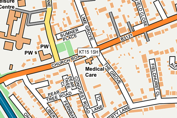 KT15 1SH map - OS OpenMap – Local (Ordnance Survey)