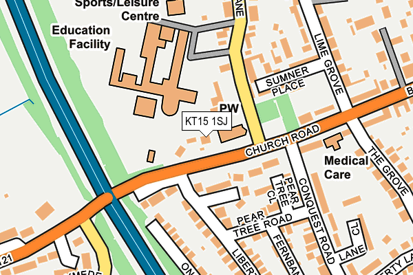 KT15 1SJ map - OS OpenMap – Local (Ordnance Survey)