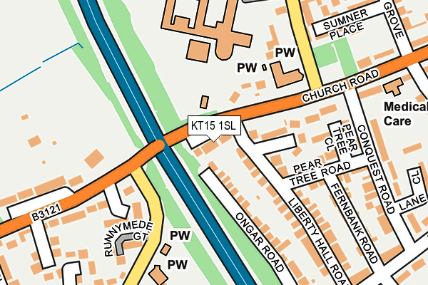 KT15 1SL map - OS OpenMap – Local (Ordnance Survey)