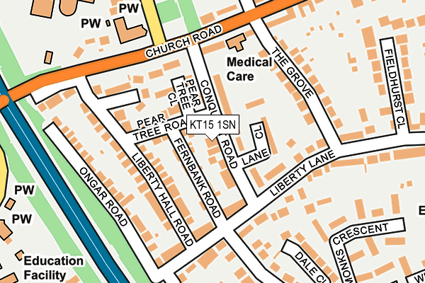 KT15 1SN map - OS OpenMap – Local (Ordnance Survey)
