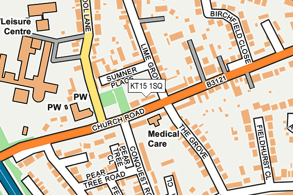 KT15 1SQ map - OS OpenMap – Local (Ordnance Survey)