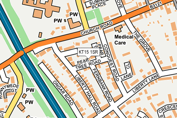 KT15 1SR map - OS OpenMap – Local (Ordnance Survey)