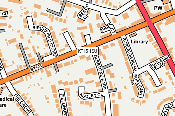 KT15 1SU map - OS OpenMap – Local (Ordnance Survey)