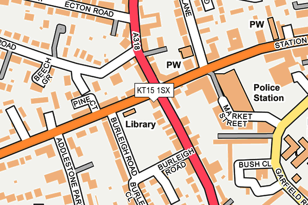 KT15 1SX map - OS OpenMap – Local (Ordnance Survey)