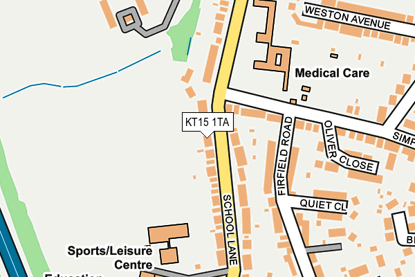 KT15 1TA map - OS OpenMap – Local (Ordnance Survey)