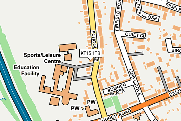 KT15 1TB map - OS OpenMap – Local (Ordnance Survey)