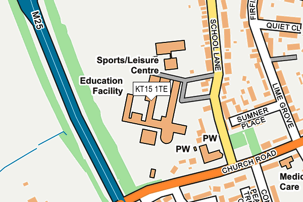 KT15 1TE map - OS OpenMap – Local (Ordnance Survey)
