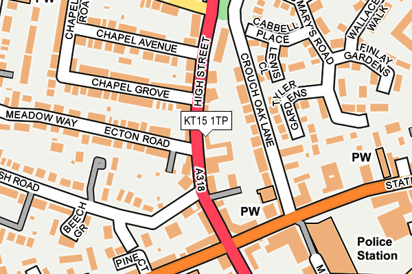 KT15 1TP map - OS OpenMap – Local (Ordnance Survey)